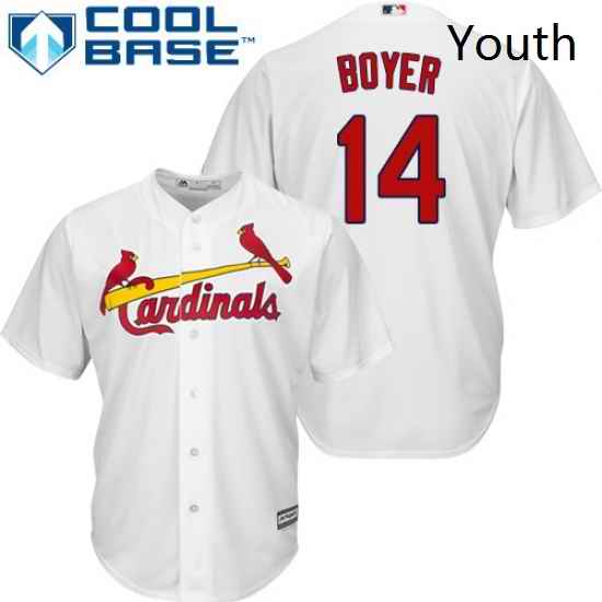 Youth Majestic St Louis Cardinals 14 Ken Boyer Authentic White Home Cool Base MLB Jersey